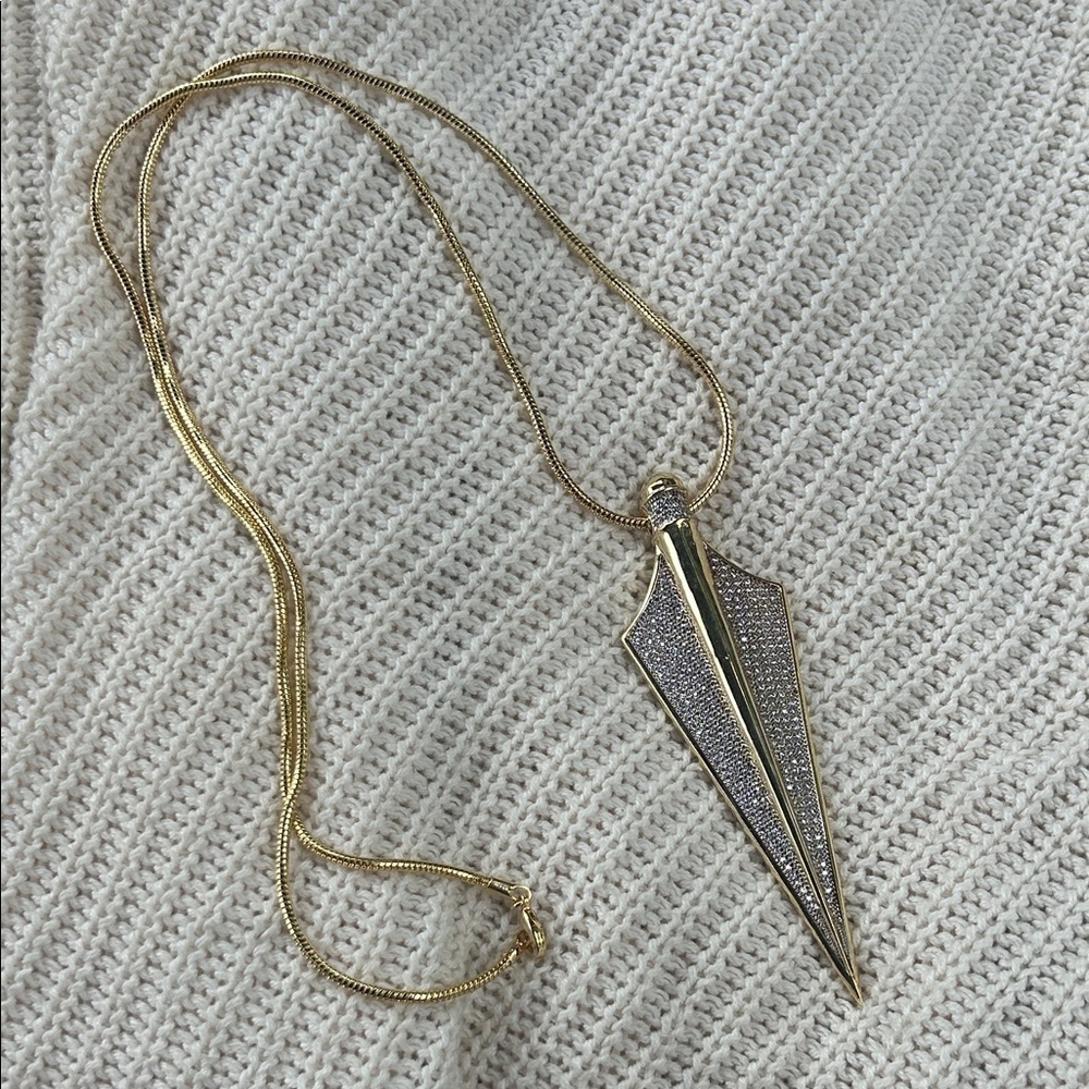 nOir Jewelry Gold/ Silver Onatah dagger Pendant Necklace (Rhodium) long
